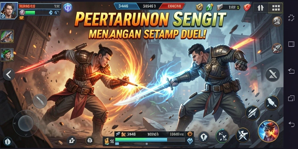 Screenshot menunjukkan aksi pertarungan seru di 3446 dengan karakter unik.