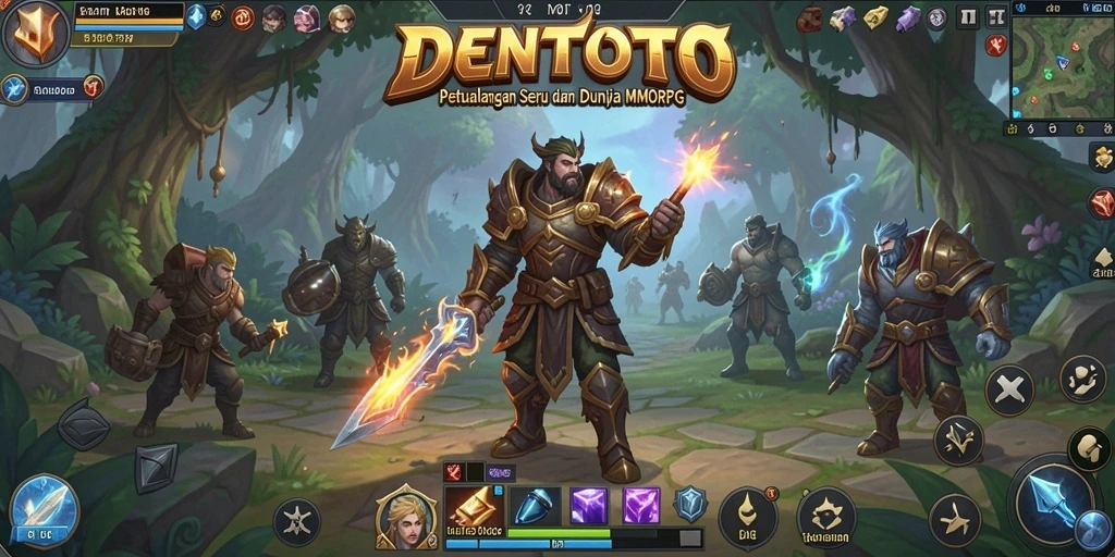 Screenshot gameplay DENTOTO yang menampilkan pertempuran seru dan grafis menawan.