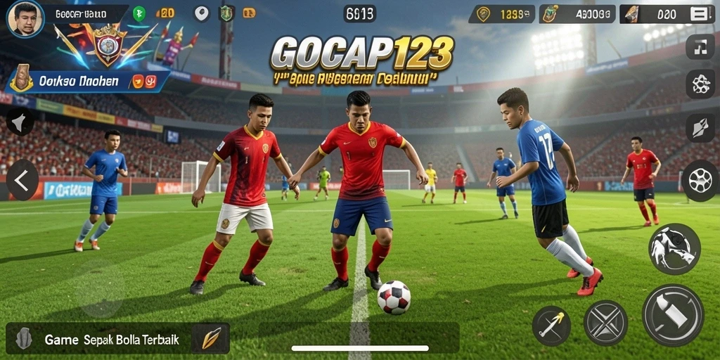 Tampilan gameplay GOCAP123 yang mendebarkan di lapangan sepak bola.