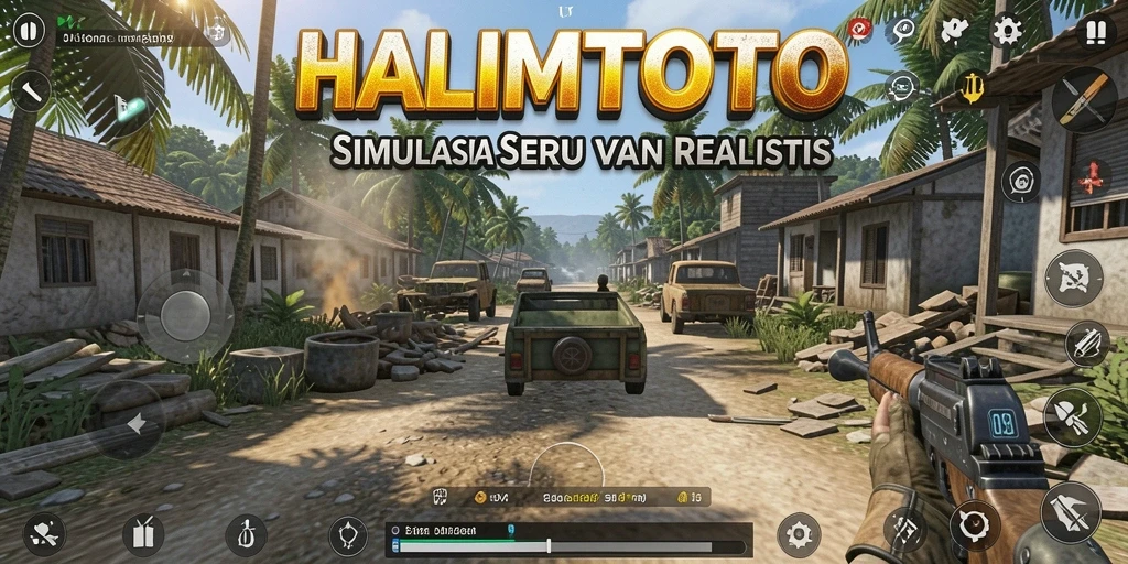 Screenshot gameplay HALIMTOTO yang menunjukkan interaksi dan eksplorasi dunia virtual.