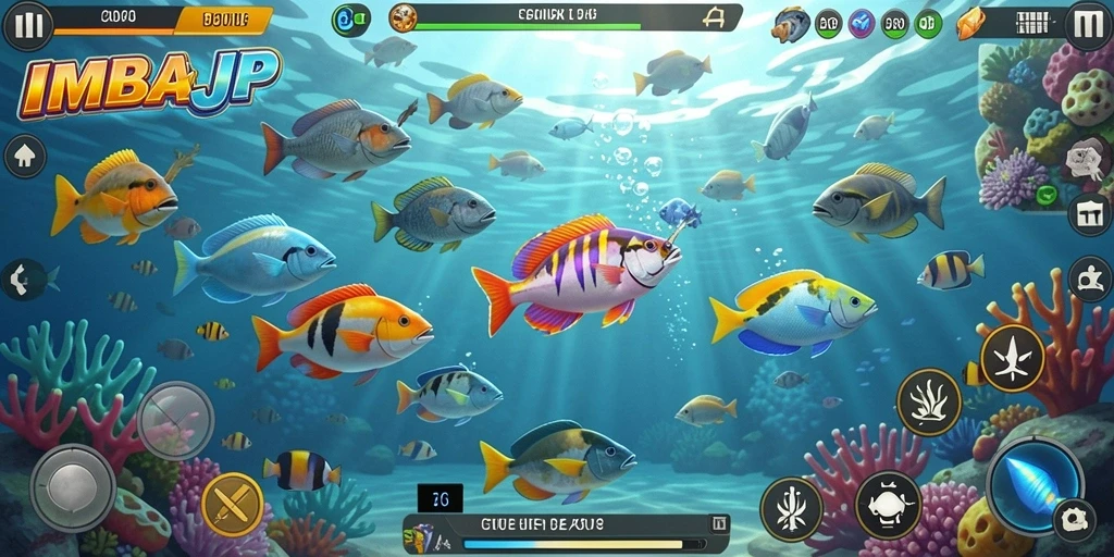 Tampilan gameplay mendebarkan IMBAJP saat menembak ikan.