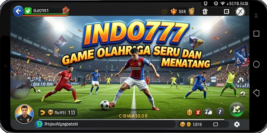 Screenshot gameplay menampilkan aksi seru di lapangan olahraga.