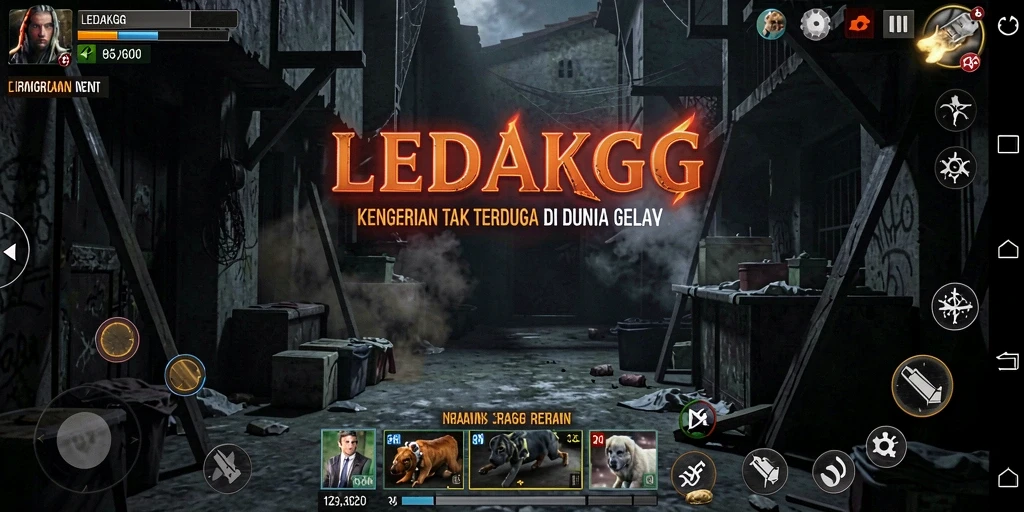 Gameplay seram LEDAKGG di tengah suasana mencekam.