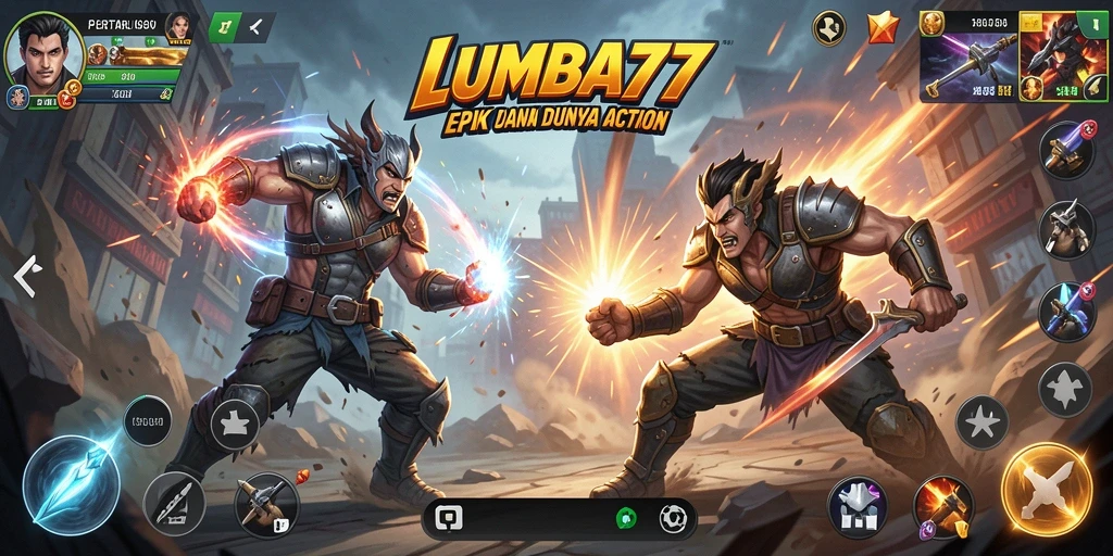 Screenshot utama LUMBA77 menampilkan aksi pertarungan yang mendebarkan.