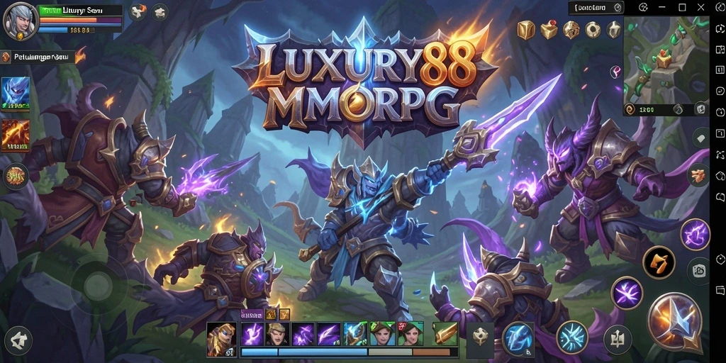 Screenshot gameplay LUXURY88 yang menggambarkan pertarungan seru dalam MMORPG.