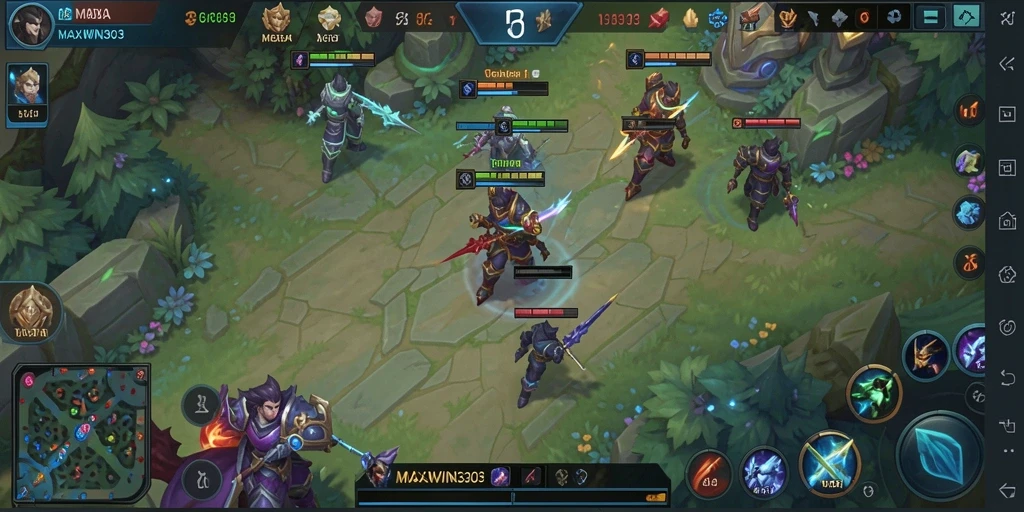 Screenshot gameplay MOBA yang seru dan dinamis dari MAXWIN303.