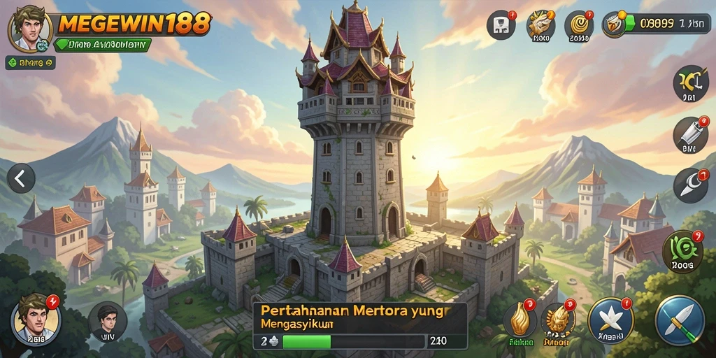 Gameplay seru di MEGEWIN188 dengan menara dan strategi pertahanan.