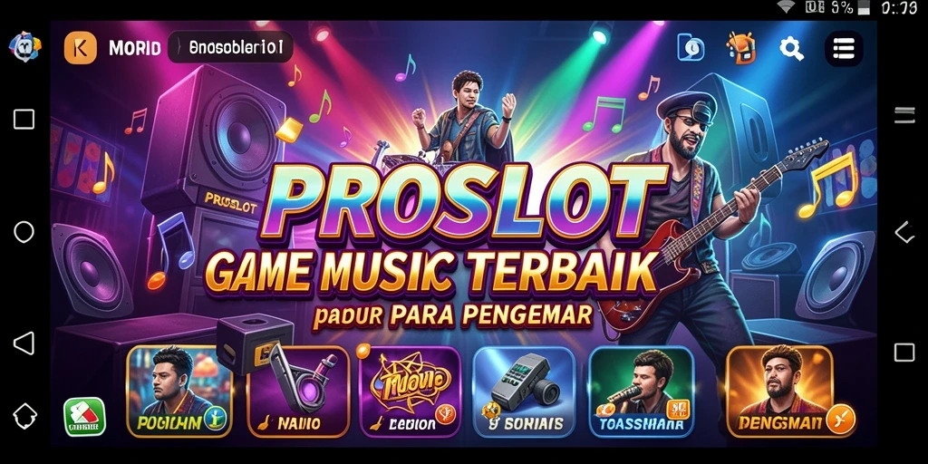 Tampilan gameplay PROSLOT dengan musik yang interaktif.